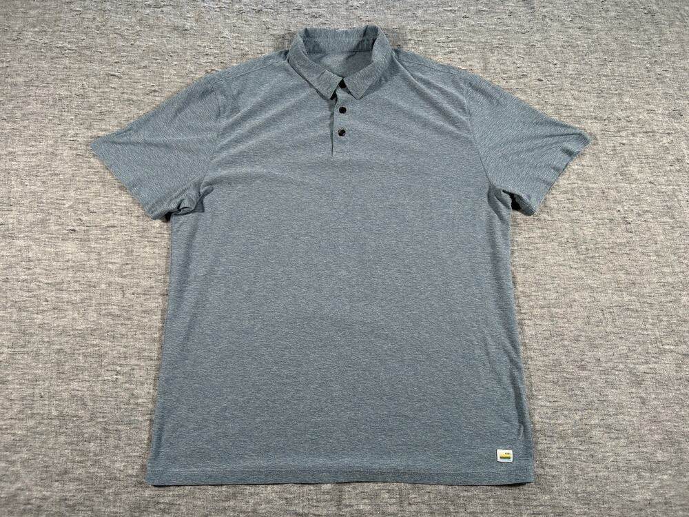 Vuori Strato Tech Performance Polo Shirt Mens Large Blue Short Sleeve V188